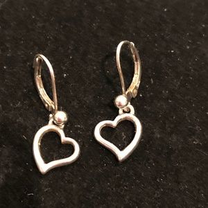 Sterling silver heart dangle earrings